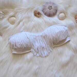 Hollister | White Fringe Bandeau Bikini